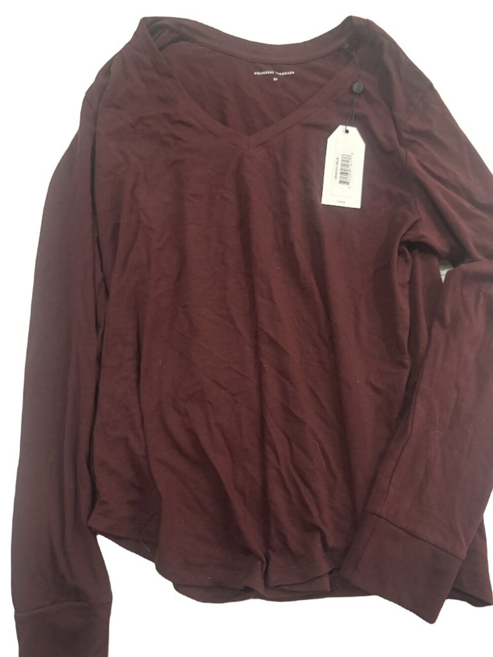 Universal Standard Long Sleeve V-Neck Top Maroon XS